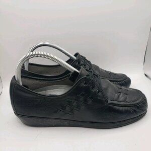 Clinic Shoe Company USA Black Leather Tie Oxford Comfort Shoes Women Size 8W